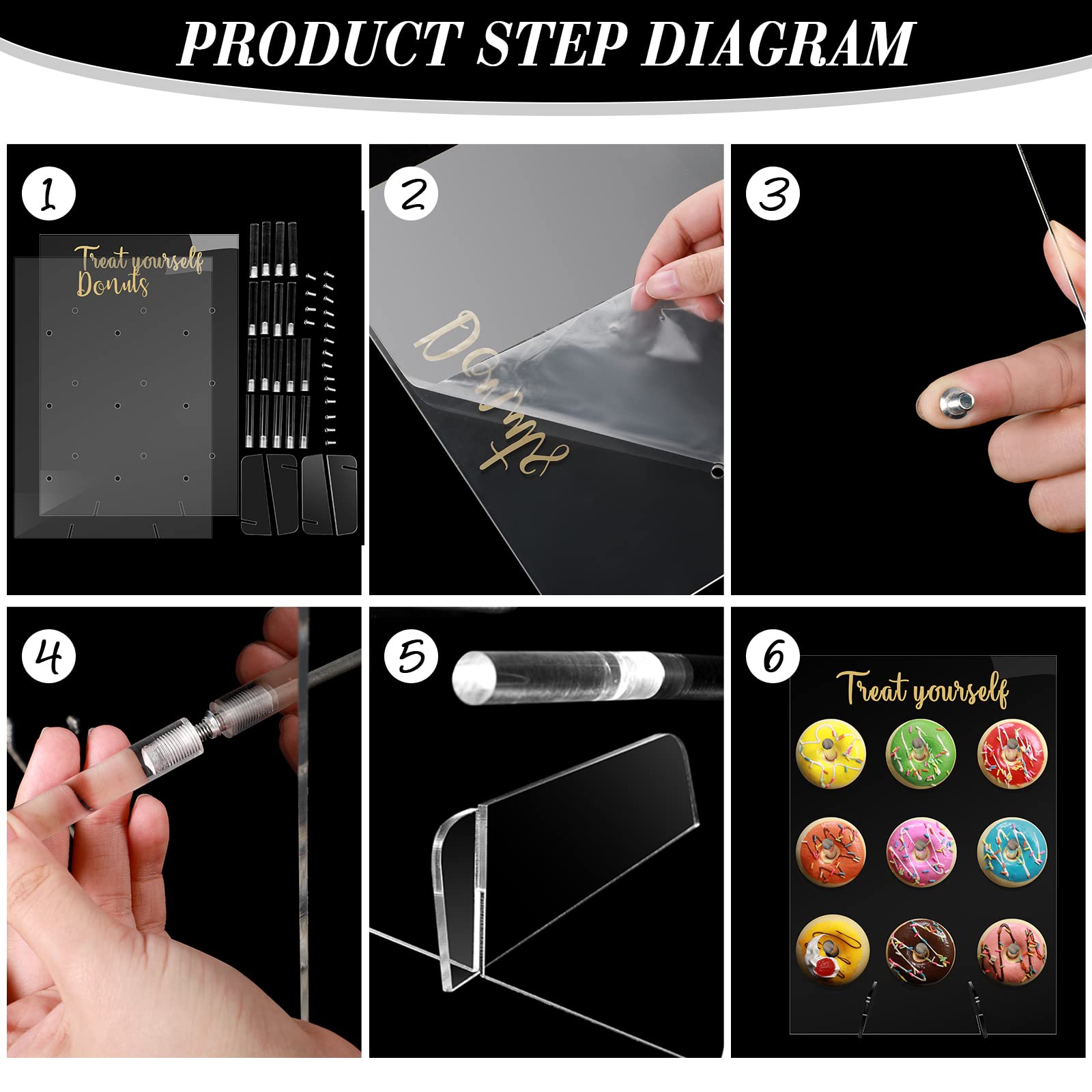 2 Pack Donut Stand Donut Display Wall Stand For Dessert Table Clear Acrylic Donut Holder Stand For Wedding Birthday Treat Holida